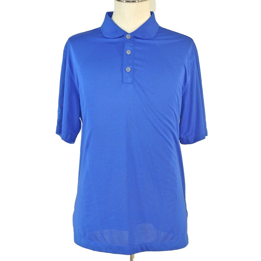 Nike Polo Shirt Mens L Blue Golf Tour Performance Dri-Fit Transitions Embroidery